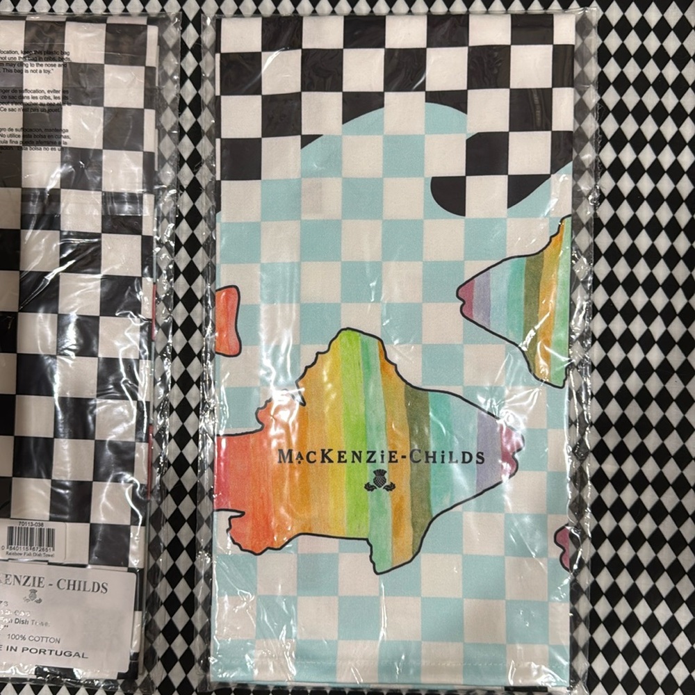 Mackenzie Childs Rainbow Fish Dish Towel